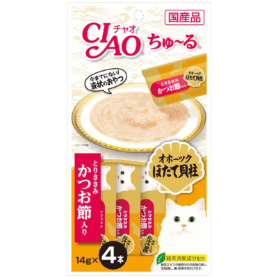 Ciao Chu Ru Chicken Fillet wish Scallop and Sliced Bonito (SC-102) with Added Vitamin and Green Tea Extract